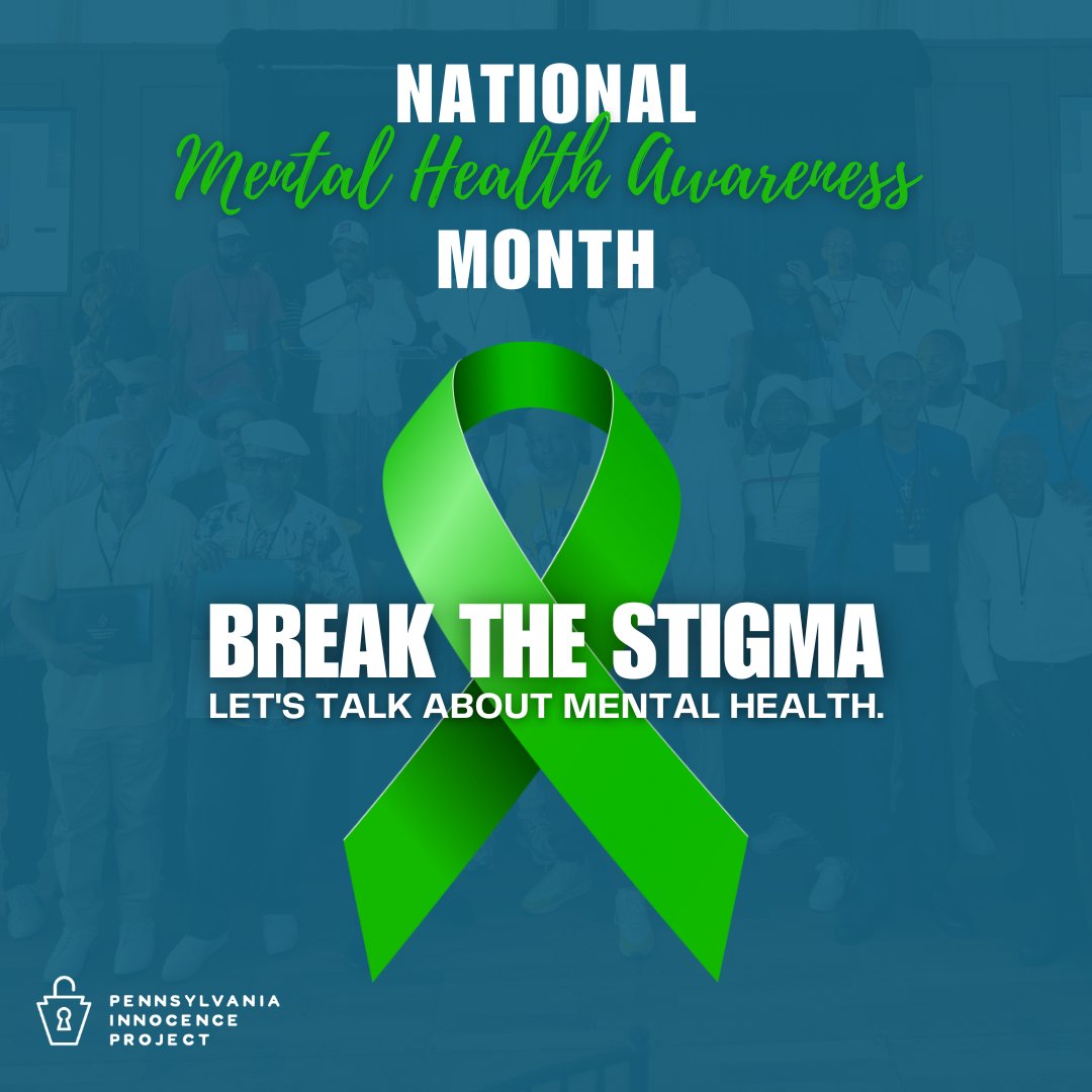 innocencepa's tweet photo. The trauma associated with being wrongfully convicted and incarcerated is often overlooked. This #MentalHealthAwarenessMonth we encourage you to stand with exonerated and freed people, amplify their stories, and advocate for access to care and adequate resources. https://t.co/PR8iVXXb6v