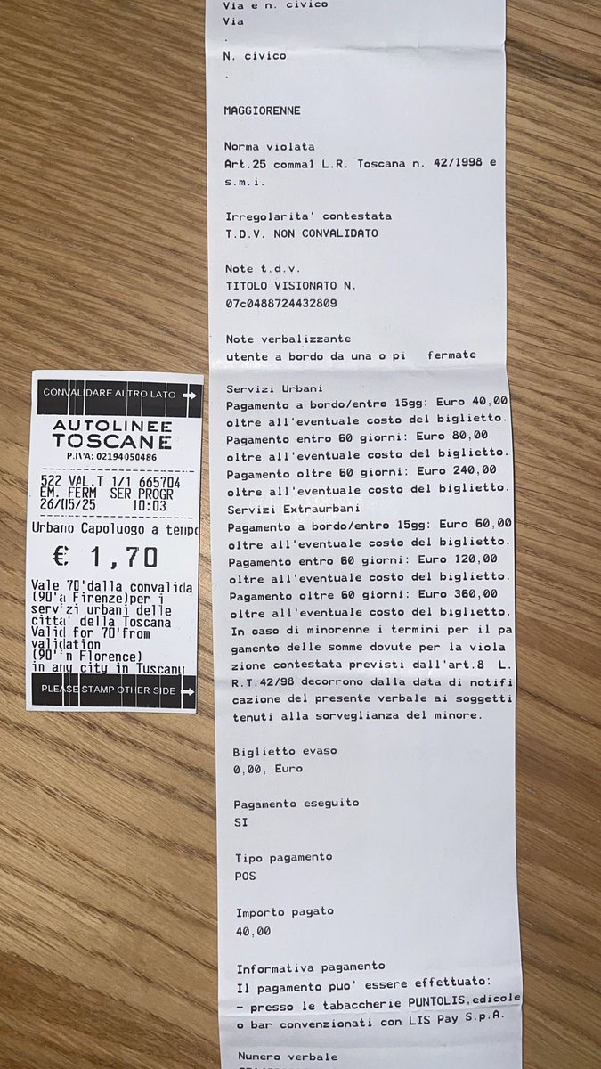 ValenciaAran's tweet photo. Ticket acquistato alle ore 10 a Santa Maria Novella, denuncia alle ore 10:30 in Aeroporto. Tempo di viaggio. https://t.co/NAwnS374PQ
