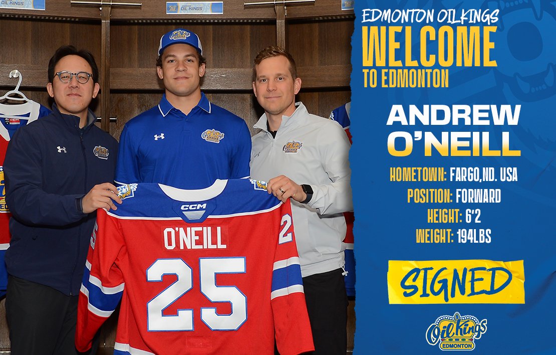 ✍️ SIGNING IN! ✍️

The Oil Kings have signed 2007-born F Andrew O'Neill to a WHL Scholarship and Development Agreement! Welcome to the Oil Kings, Andrew! 👑

READ HERE: chl.ca/whl-oilkings/v…