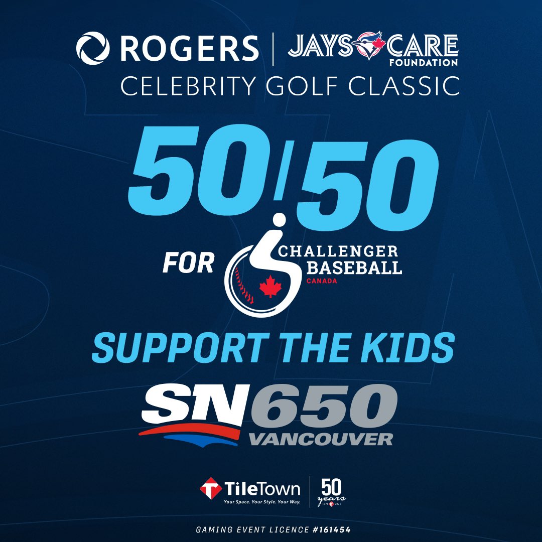 🚨 BC! The SN650 Jays Care 50/50 is LIVE!

Winner takes half — the rest empowers young athletes through Challenger Baseball. 💙

🎟 jayscaregolf.rafflenexus.com

⛳ Limited golf/sponsor spots left for July 7!
Info 👉 jayscaregolf.ca

#JaysCare #5050Draw #GolfForGood