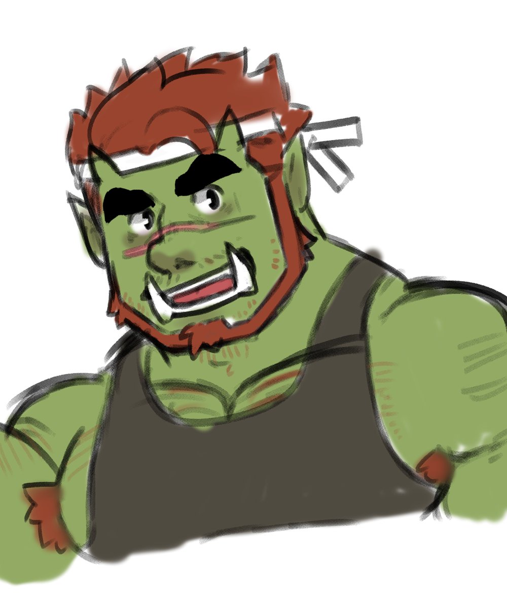 My new Orc+Goblin OC
Still thinking about his name