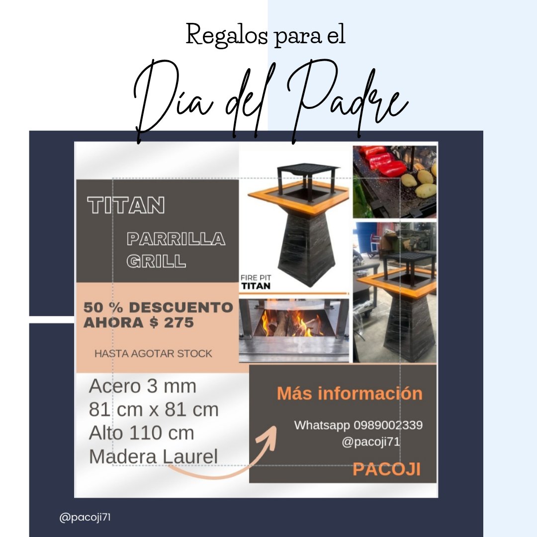 bepacobo's tweet photo. ¡Festeja a papá con un regalo único!
Descubre nuestros firepits y parrillas, un toque diferente y duradero para celebrar como se merece.
Pedidos al WhatsApp: 0989002339
Seguinos en Instagram: @pacoji71

#firepit #asado #bbq #grill https://t.co/1T61C5W1rA