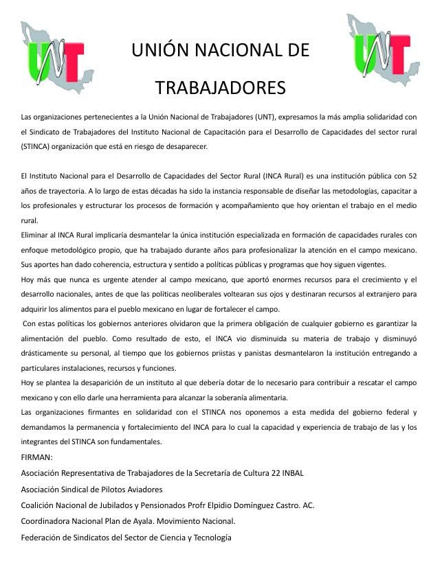 STINCA10's tweet photo. Las Organizaciones y Sindicatos que integran la Unión Nacional de Trabajadores (UNT), respaldan la lucha del STINCA. La unión hace la fuerza. 

#stincaenlucha 
#síalacapacitaciónrural
#noalaliquidaciondelincarural https://t.co/VtisebMpsE