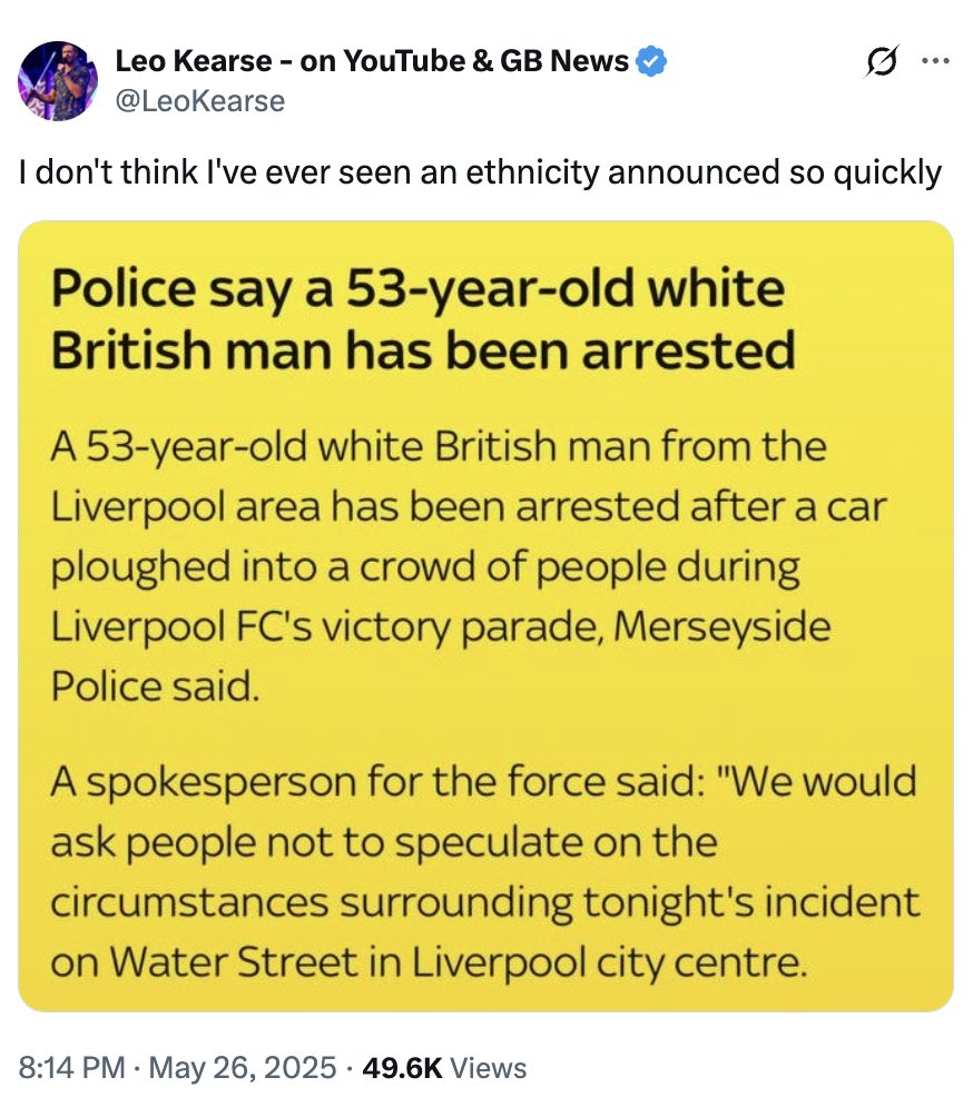 I'm sure it has nothing to do with the fact that these days whenever anything horrific like this happens you all immediately take to social media and try to foment a civil war.