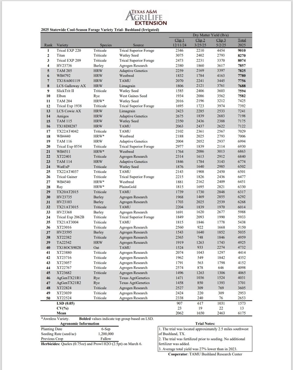 TAMU Small Grains Variety Testing Program tweet media