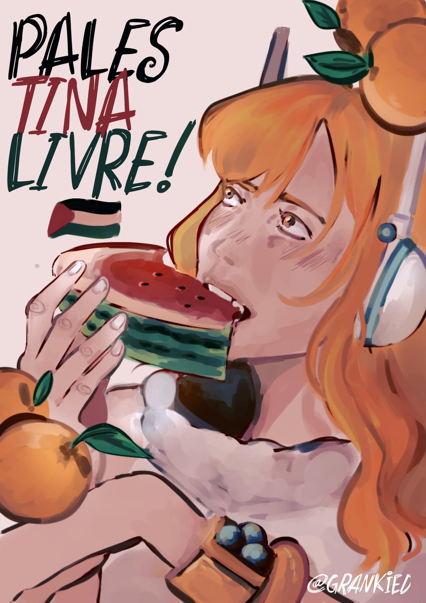 fiz uma artezinha da Nami pró-palestina para exposição, mas infelizmente não passou por teor político 😔 então fiquem com ela!!