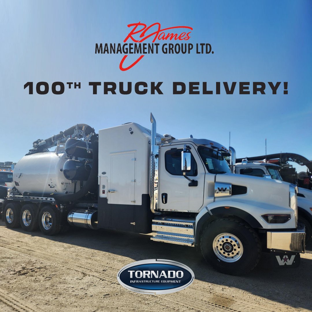 100 Hydrovac Trucks and Counting!
Congratulations to R James Management Group Ltd. on the delivery of their 100th Tornado Hydrovac truck! 🚛
 
This is a testament to the strength of our partnership, we’re proud to deliver performance, reliability, and results. Here’s to 100 more!