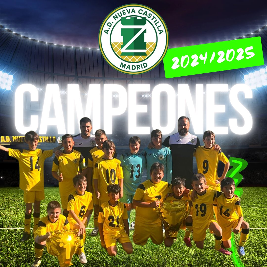 Nuestro Alevín se proclamó el sábado CAMPEÓN DE LIGA 🏆🥇

Enhorabuena a los jugadores, entrenadores y familias por esta gran temporada 💪🏼⚽

#ADNuevaCastilla💛💚
