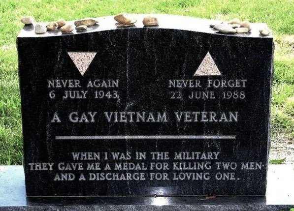 On Memorial Day 50 yrs ago, the NYT publicized Technical Sgt Leonard Matlovich's challenge to "Don't Ask, Don't Tell". He was later featured on the cover of Time.
His tombstone: "When I was in the military, they gave me a medal for killing two men and a discharge for loving one."