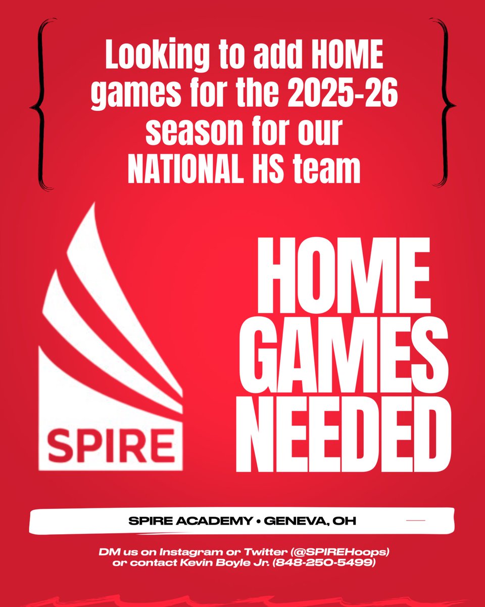 SPIRE Academy Basketball (@spirehoops) on Twitter photo HOME GAMES NEEDED for 2025-26 🗓️
Contact us via Instagram or Twitter or DM <a href="/Kevin_Boyle_Jr/">Coach Kevin Boyle Jr</a>
Also have available game slots for lower level teams
League announcement coming soon 👀 HOME GAMES NEEDED for 2025-26 🗓️
Contact us via Instagram or Twitter or DM <a href="/Kevin_Boyle_Jr/">Coach Kevin Boyle Jr</a>
Also have available game slots for lower level teams
League announcement coming soon 👀