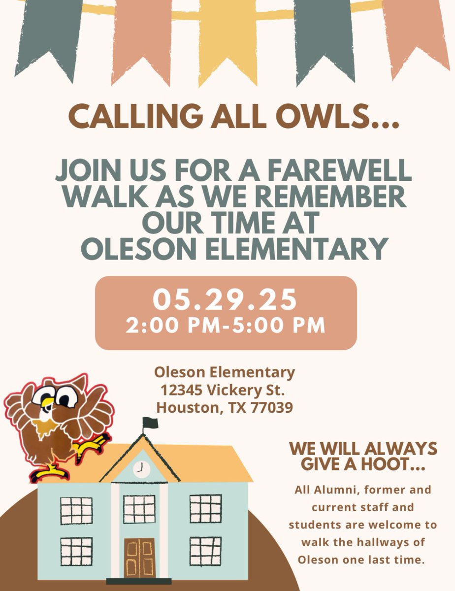 Jesselyn Holden (@holdenjesselyn) on Twitter photo We will always give a HOOT!🦉 <a href="/OlesonES_AISD/">Oleson Elementary School</a> <a href="/maty_orozco/">Dr. Matilda “Maty” Orozco</a> #AldineImpact We will always give a HOOT!🦉 <a href="/OlesonES_AISD/">Oleson Elementary School</a> <a href="/maty_orozco/">Dr. Matilda “Maty” Orozco</a> #AldineImpact