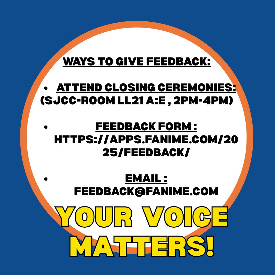 failedbyfanime's tweet photo. YOUR VOICE MATTERS!!🗣🗣🗣

If you support our cause, or have comments, questions and concerns you feel need addressing, LET FANIME KNOW! 

Through feedback and united voices, change CAN happen! 🤝

https://t.co/okcgsc3z35

#fanime #fanimecon #fanimecon2025 
#convention https://t.co/eFx1l8AQw1