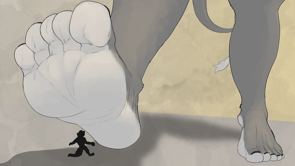 "Where did that little guy go? I told him not to move!" 

 It isn't strange for Robb to receive tiny visitors that want to spend some time with his huge, manly feet, but the lil ones tend to get too eager and... well, accidents happen...  

This HOT piece was done by @/Skaldaxe