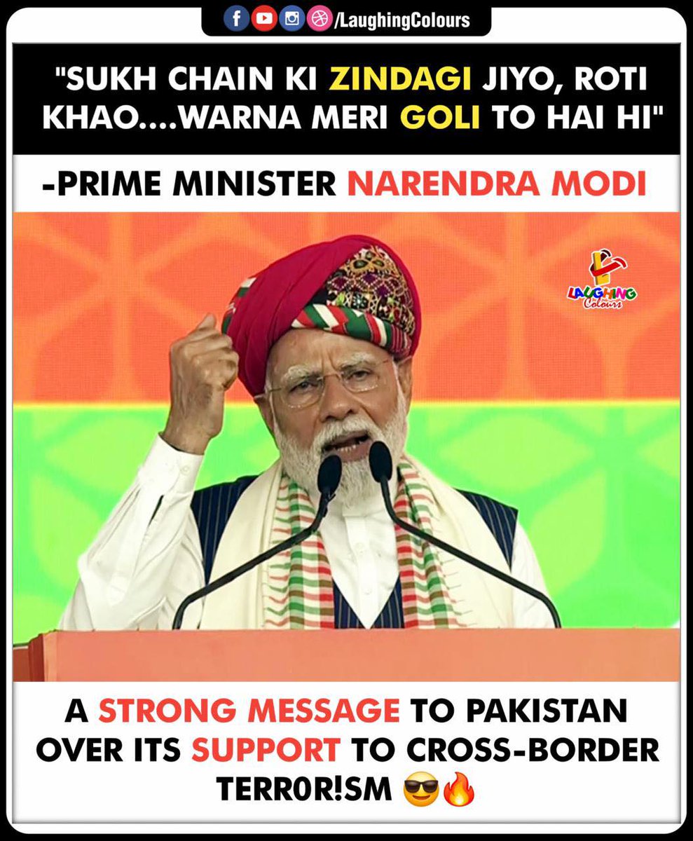 LaughingColours's tweet image. Talk peace, or taste power 🔥

#ModiWarning #IndiaStrong #CrossBorderMessage #TerrorismWillFall #PowerfulSpeech #NationFirst