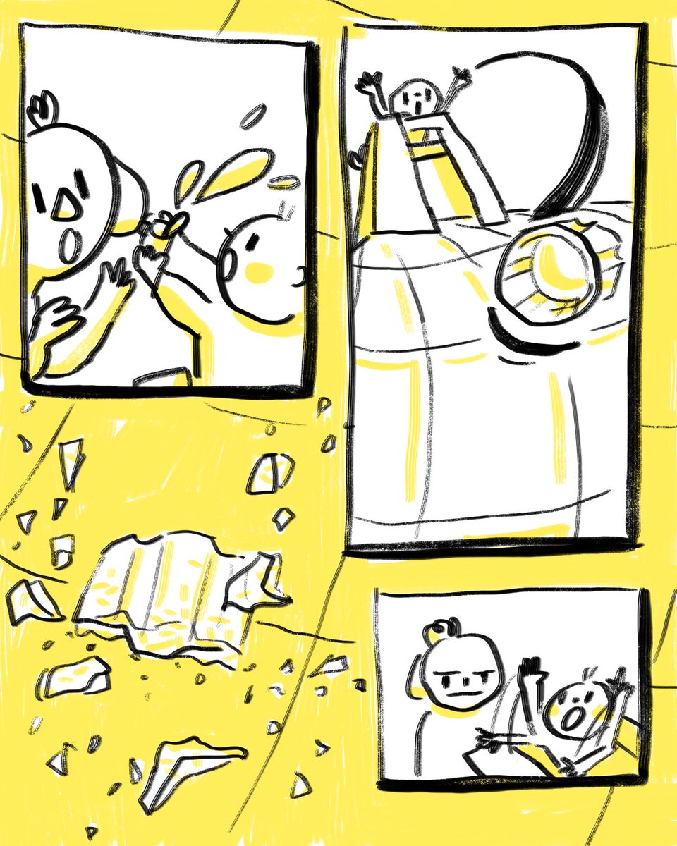 vanessacake1's tweet photo. I think this is the first object she actively broke. I wonder what I broke as a baby 🥃 #dailycomic #comic #art #doodle #sketch #baby #newparents #beikost https://t.co/hjULdbm2FP