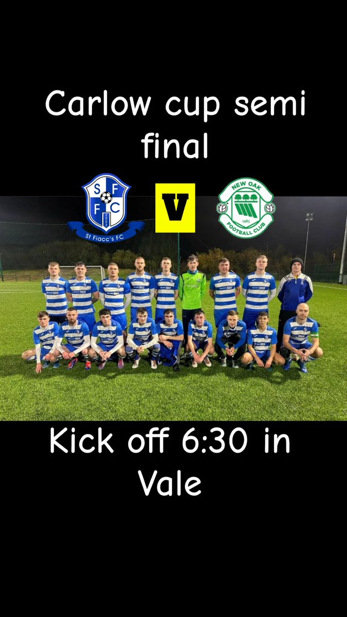 DarrenMUFC (@darrenmurnane) on Twitter photo Best of luck in the semi final of the Carlow cup tomorrow evening to all the boys as <a href="/StFiaccsFC/">St Fiaccs FC</a> take on <a href="/New_Oak_Boys/">New Oak FC</a> in the superbowl (vale) kick off 6:30. Make sure and get there and support the lads 🔵⚪️ Best of luck in the semi final of the Carlow cup tomorrow evening to all the boys as <a href="/StFiaccsFC/">St Fiaccs FC</a> take on <a href="/New_Oak_Boys/">New Oak FC</a> in the superbowl (vale) kick off 6:30. Make sure and get there and support the lads 🔵⚪️
