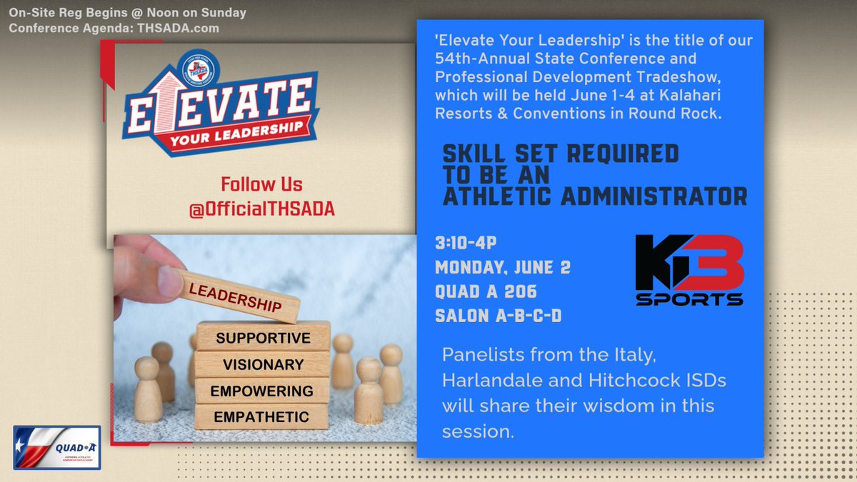 THSADA (@officialthsada) on Twitter photo The finale for our Quad A attendees on Day 2, followed by the <a href="/Daktronics/">Daktronics</a> Tradeshow Festival (4-6p) and our Quad A reception (6-7p). Complete agenda: bit.ly/4kH9NId The finale for our Quad A attendees on Day 2, followed by the <a href="/Daktronics/">Daktronics</a> Tradeshow Festival (4-6p) and our Quad A reception (6-7p). Complete agenda: bit.ly/4kH9NId