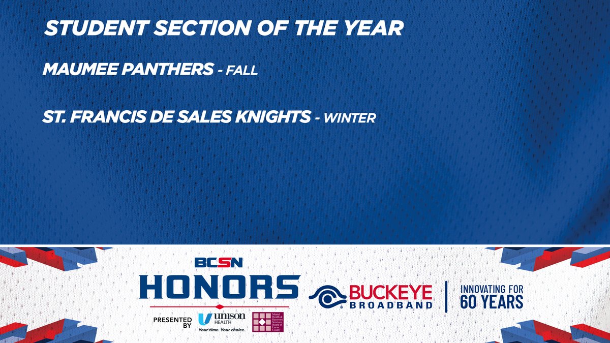 BCSN (@bcsnsports) on Twitter photo Its almost time for the 2025 BCSN Honors! Check our list of nominees for Student Section of the Year! π
<a href="/MaumeePanthers/">Maumee Panthers</a> | <a href="/SFSAthletics/">St. Francis de Sales Athletics</a>
Presented by <a href="/UnisonHealthTol/">Unison Health Toledo</a> & <a href="/MHRSBofLucasCO/">MHRSB of LucasCounty</a> Its almost time for the 2025 BCSN Honors! Check our list of nominees for Student Section of the Year! π
<a href="/MaumeePanthers/">Maumee Panthers</a> | <a href="/SFSAthletics/">St. Francis de Sales Athletics</a>
Presented by <a href="/UnisonHealthTol/">Unison Health Toledo</a> & <a href="/MHRSBofLucasCO/">MHRSB of LucasCounty</a>