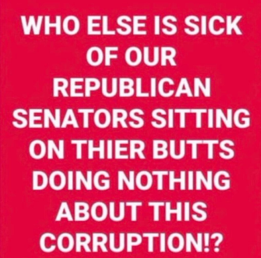 โ๏ธ ๐โ๐๐พ๐โ๐ธ๐ ๐๐ โ๏ธ (@projektjncojok) on Twitter photo ๐ฅWho else is sick of Our Republican Senators?๐ฅ
<a href="/khansen0611/">KHansenโญ๏ธโญ๏ธโญ๏ธ</a> <a href="/GtheOriginal/">GแตแดดแดฑOแดฟแดตแดณแดตแดบแดฌแดธ</a> <a href="/bdonesem/">๐ ๐๐ฑ๐ฒ๐ผ๐น๐ฎ๐ป ๐ ( โ๐๐ต ) ๐</a> <a href="/Bagel69er/">๐บ๐ธ๐บ๐ธ๐บ๐ธBagel Coloradoโค๏ธ๐ค๐</a> <a href="/TheJudge96/">ESEQUIEL</a> <a href="/DragonSword778/">DragonSword778</a> <a href="/PAYthe_PIPER/">PIPER #MAGA GAINS</a> <a href="/satansradio666/">MAGA ROCK GAINS</a> <a href="/Lauria1960/">๐ฆจ Uncle Skunkle ๐ฆจ</a> <a href="/thandar324/">Lord Thandar</a> <a href="/jimlibertarian/">Donald Trump Is My President๐บ๐ธ๐</a> <a href="/TexasRepublic71/">TheTexasOne</a> <a href="/Old_JohnPasBon/">Old Man John</a> <a href="/WhalenMona/">Miss Mona</a> <a href="/WTFoxtrot10/">โฆ๏ธAnn โฆ๏ธ</a> <a href="/WenMaMa2/">WenMaMa2 ๐ค๐ง๐ต๏ธโโ๏ธ</a> ๐ฅWho else is sick of Our Republican Senators?๐ฅ
<a href="/khansen0611/">KHansenโญ๏ธโญ๏ธโญ๏ธ</a> <a href="/GtheOriginal/">GแตแดดแดฑOแดฟแดตแดณแดตแดบแดฌแดธ</a> <a href="/bdonesem/">๐ ๐๐ฑ๐ฒ๐ผ๐น๐ฎ๐ป ๐ ( โ๐๐ต ) ๐</a> <a href="/Bagel69er/">๐บ๐ธ๐บ๐ธ๐บ๐ธBagel Coloradoโค๏ธ๐ค๐</a> <a href="/TheJudge96/">ESEQUIEL</a> <a href="/DragonSword778/">DragonSword778</a> <a href="/PAYthe_PIPER/">PIPER #MAGA GAINS</a> <a href="/satansradio666/">MAGA ROCK GAINS</a> <a href="/Lauria1960/">๐ฆจ Uncle Skunkle ๐ฆจ</a> <a href="/thandar324/">Lord Thandar</a> <a href="/jimlibertarian/">Donald Trump Is My President๐บ๐ธ๐</a> <a href="/TexasRepublic71/">TheTexasOne</a> <a href="/Old_JohnPasBon/">Old Man John</a> <a href="/WhalenMona/">Miss Mona</a> <a href="/WTFoxtrot10/">โฆ๏ธAnn โฆ๏ธ</a> <a href="/WenMaMa2/">WenMaMa2 ๐ค๐ง๐ต๏ธโโ๏ธ</a>