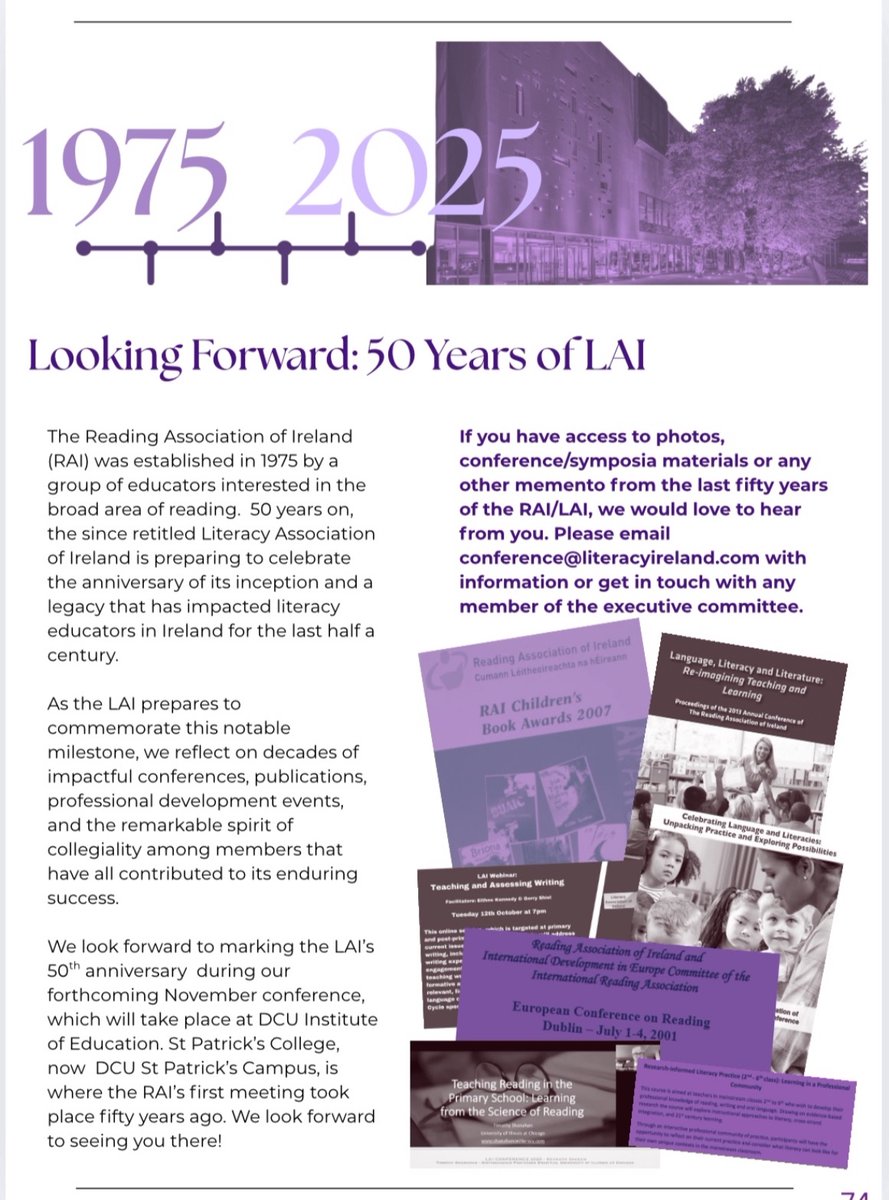 LiteracyIRL's tweet image. LAI is turning 50 this year! 🎉
We&apos;re on the hunt for photos, conference/symposia materials, or any other mementoes from the past 5 decades of the RAI/LAI.

Got something to share? Or know someone who might?
Drop us a line at conference@literacyireland.com @ILAToday #edchatie
