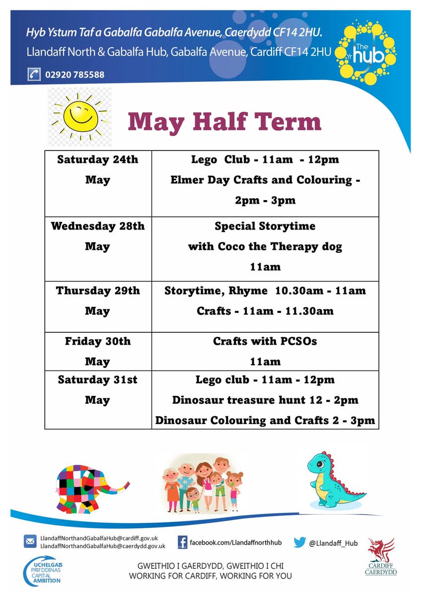 What's on this half term down at the Llandaff North and Gabalfa Hub 

#freeactivities #halfterm #llandaffnorth #gabalfa #cardiff