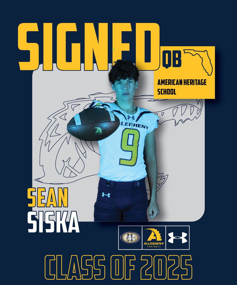 Allegheny Football (@alleghenyfb) on Twitter photo Sean Siska ( <a href="/seansiska9/">Sean Siska</a> )
Quarterback
American Heritage School | Florida
#GoGators π Sean Siska ( <a href="/seansiska9/">Sean Siska</a> )
Quarterback
American Heritage School | Florida
#GoGators π