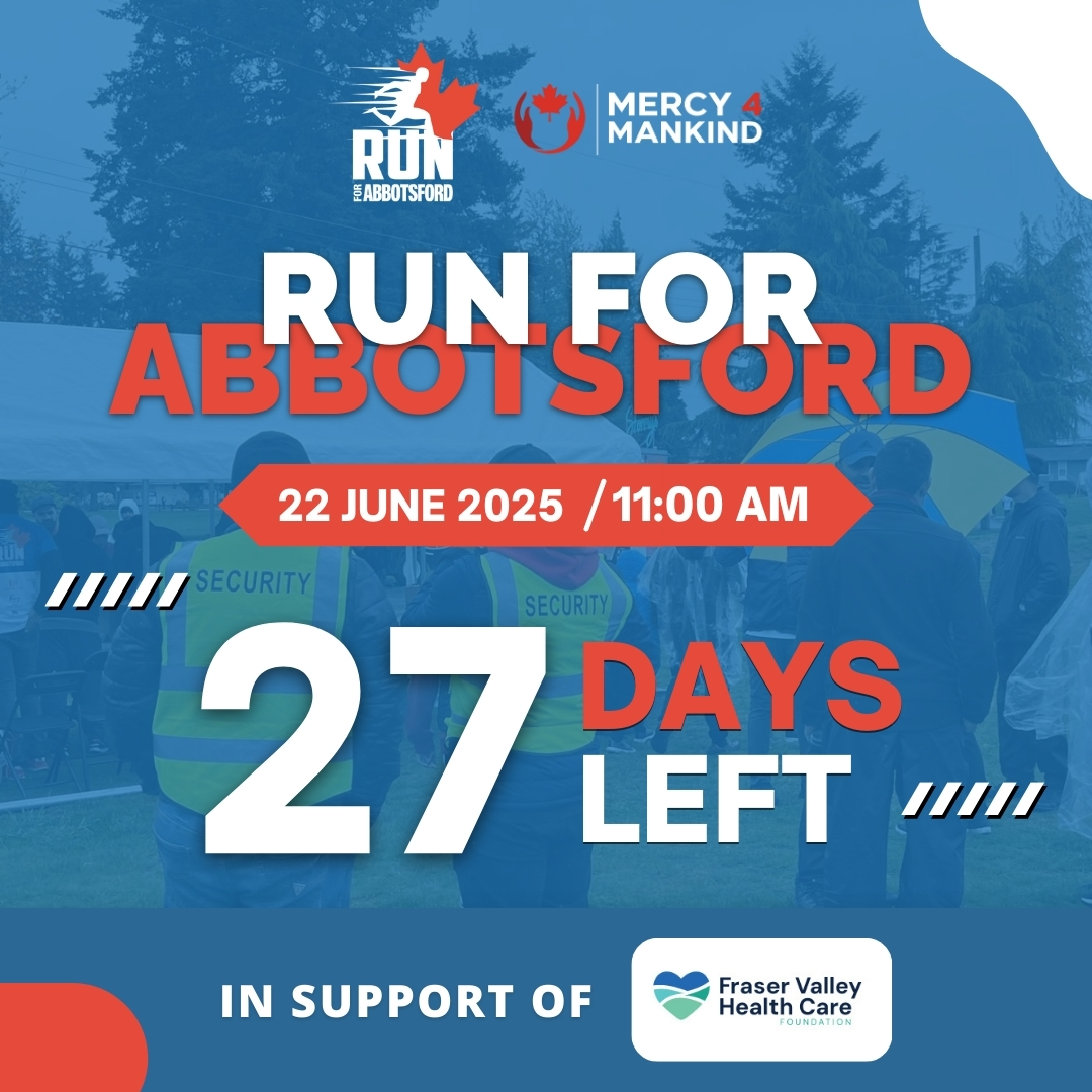 Only 27 DAYS to go! 🚀

Join us June 22, 11 AM @ Mill Lake Park for RUN FOR ABBOTSFORD!

Support <a href="/FVHCF/">Fraser Valley Health Care Foundation</a> — Fraser Valley Health Care Foundation 💙

Register NOW: raceroster.com/events/2025/98…

Run with heart. Every step SAVES lives.

#RunForAbbotsford #Abbotsford #Mercy4Mankind