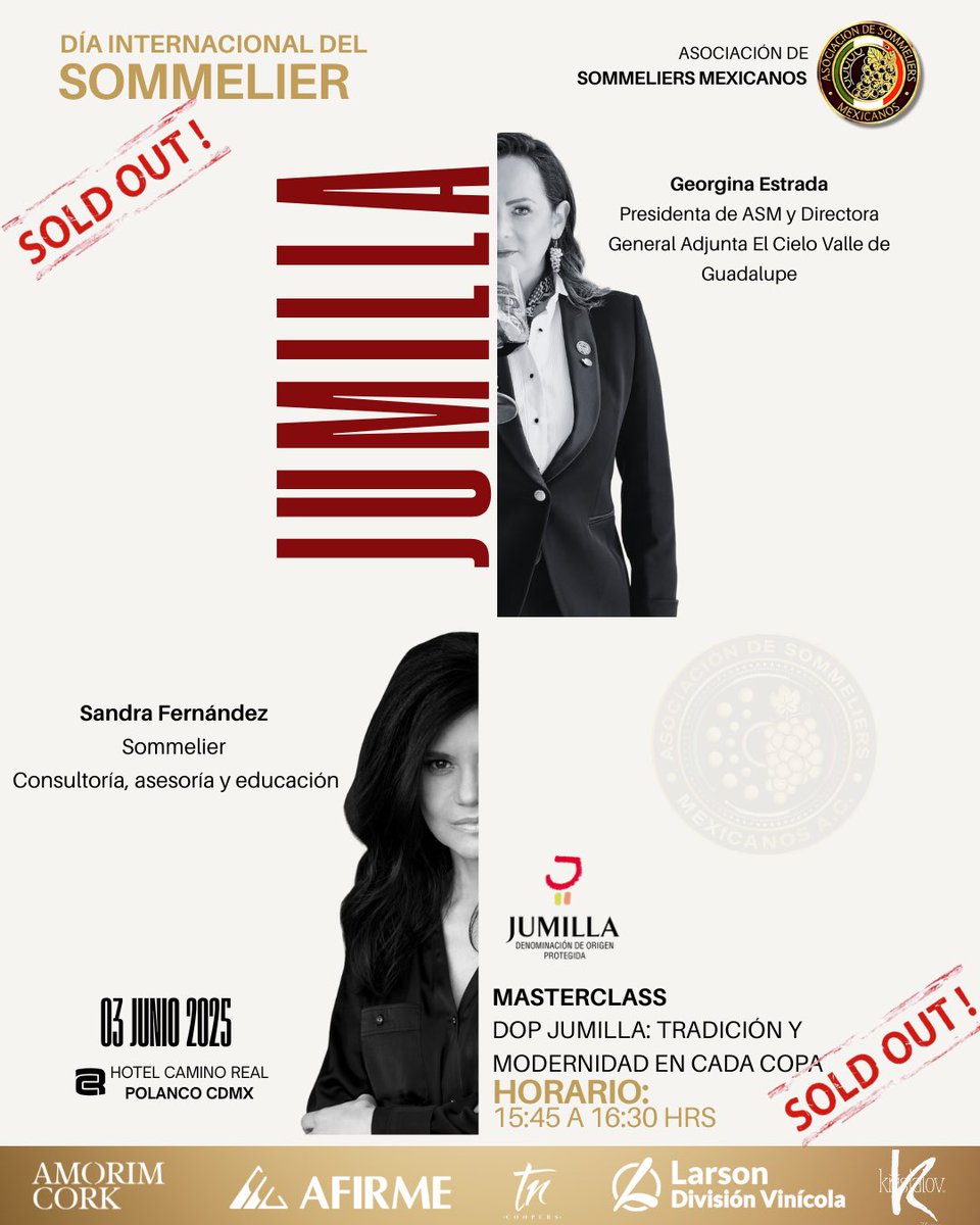 Masterclass 🌿 DOP Jumilla: tradición y modernidad en cada copa | ¡SOLD OUT!
Agradecemos tu entusiasmo y preferencia.
¡Prepárate para vivir el conocimiento detrás de cada copa!

🚨Últimos boletos para la gala de premiación y para los Walk Around Tasting. 

#SoySommelier
