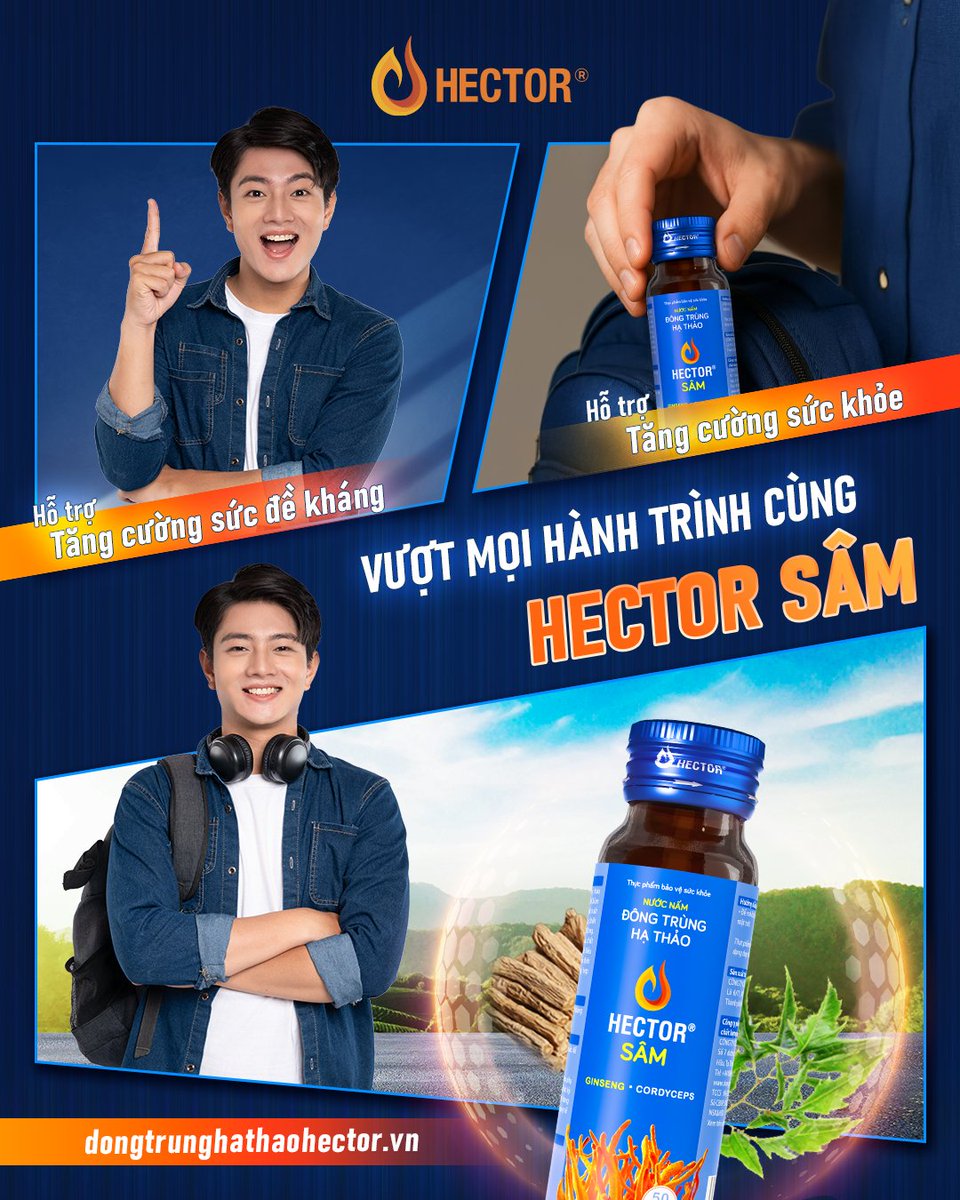 💥 VƯỢT MỌI HÀNH TRÌNH - CÙNG HECTOR SÂM 💥

Hành trình nào cũng nhẹ nhàng hơn khi bạn luôn giữ được thể trạng khoẻ mạnh và đề kháng tốt!

🌿 Với sự kết hợp giữa Đông trùng hạ thảo và Đẳng sâm, Đinh lăng và Chùm ngây, Hector Sâm là lựa chọn lý tưởng giúp: