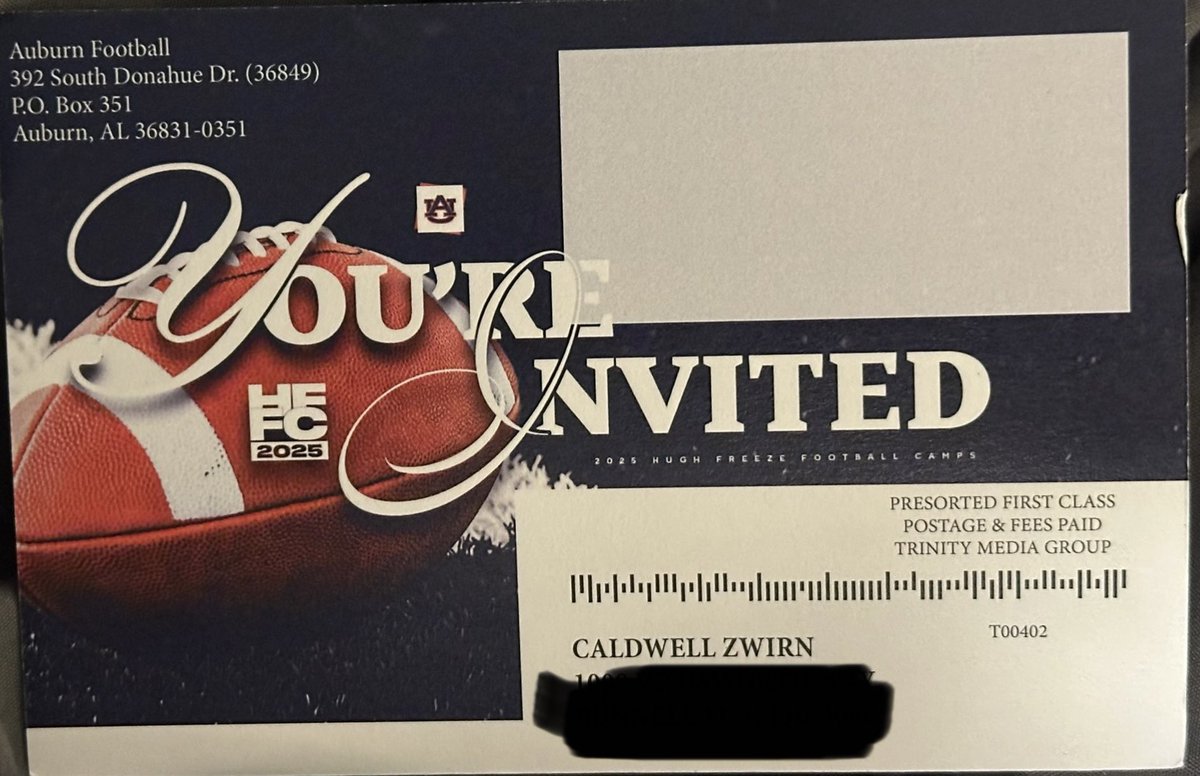 Cal Zwirn (@caldwell_zwirn) on Twitter photo Caldwell Zwirn 6’1” 205LB DE C/O 2028
Thank you <a href="/AuburnMade/">Auburn FB Recruiting</a> for the camp invitation. See you on June 1st. <a href="/therealkwat/">Kenyatta Watson</a> <a href="/PlayBookAthlete/">PLAYBOOK ATHLETE</a> <a href="/playsbigger/">PLAYS BIGGER</a>
#AGTG 1 Corinthians 15:58 Caldwell Zwirn 6’1” 205LB DE C/O 2028
Thank you <a href="/AuburnMade/">Auburn FB Recruiting</a> for the camp invitation. See you on June 1st. <a href="/therealkwat/">Kenyatta Watson</a> <a href="/PlayBookAthlete/">PLAYBOOK ATHLETE</a> <a href="/playsbigger/">PLAYS BIGGER</a>
#AGTG 1 Corinthians 15:58