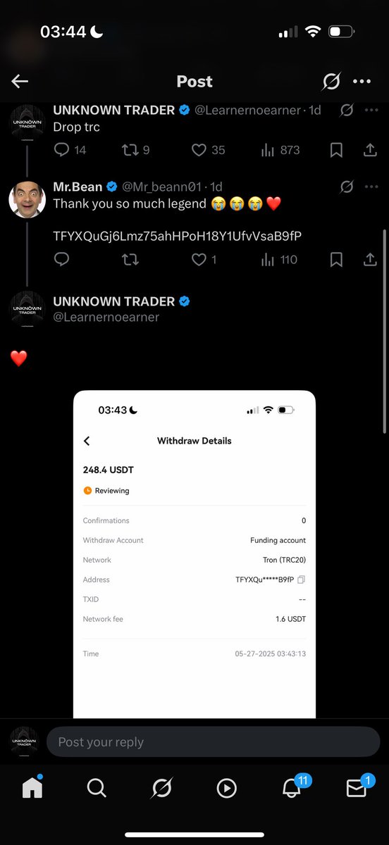 Learnernoearner's tweet photo. 500$ sent to both winners❤️ https://t.co/jzy1ojLJP3
