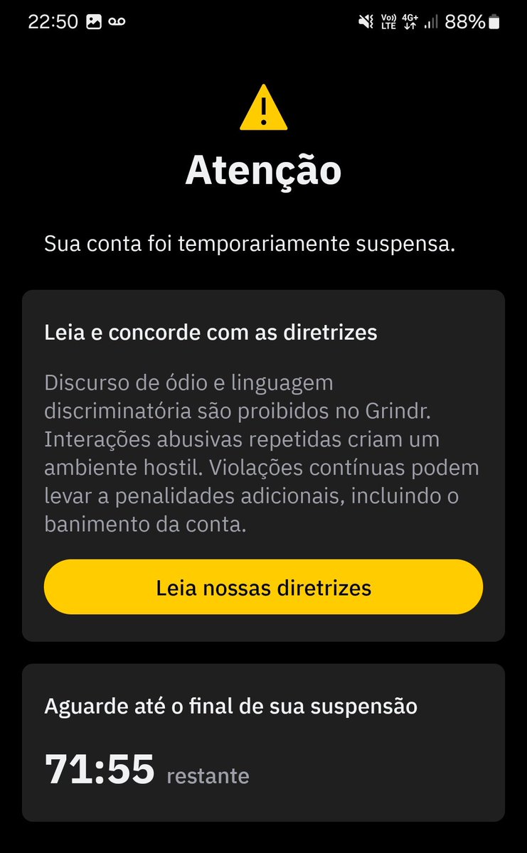 E o Grindr se achando Instagram e bloqueando.. isso sem eu falar absolutamente nada .. kkkkkk