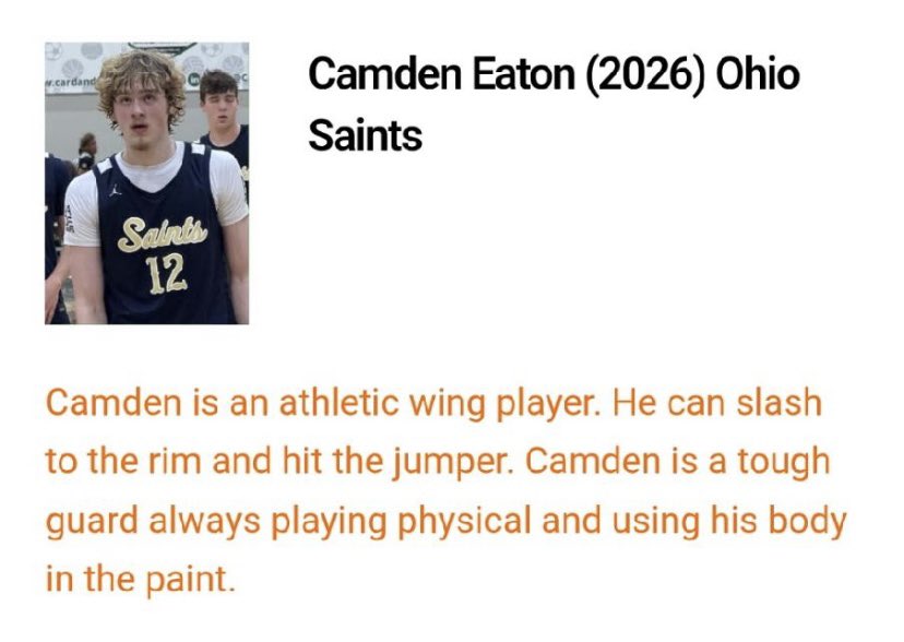 Camden Eaton (@camdeneaton12) on Twitter photo Thank you for the write ups! It means a lot. Hard work pays off! ๐ช๐ป๐ฏ
<a href="/NE2KHoops/">NE2KHoops</a>
<a href="/OhioSaints2026/">Ohio Saints 2026 - Houlihan</a>
<a href="/MaxPreps/">MaxPreps</a>
<a href="/NxtProHoops/">NXTPRO Hoops</a> Thank you for the write ups! It means a lot. Hard work pays off! ๐ช๐ป๐ฏ
<a href="/NE2KHoops/">NE2KHoops</a>
<a href="/OhioSaints2026/">Ohio Saints 2026 - Houlihan</a>
<a href="/MaxPreps/">MaxPreps</a>
<a href="/NxtProHoops/">NXTPRO Hoops</a>