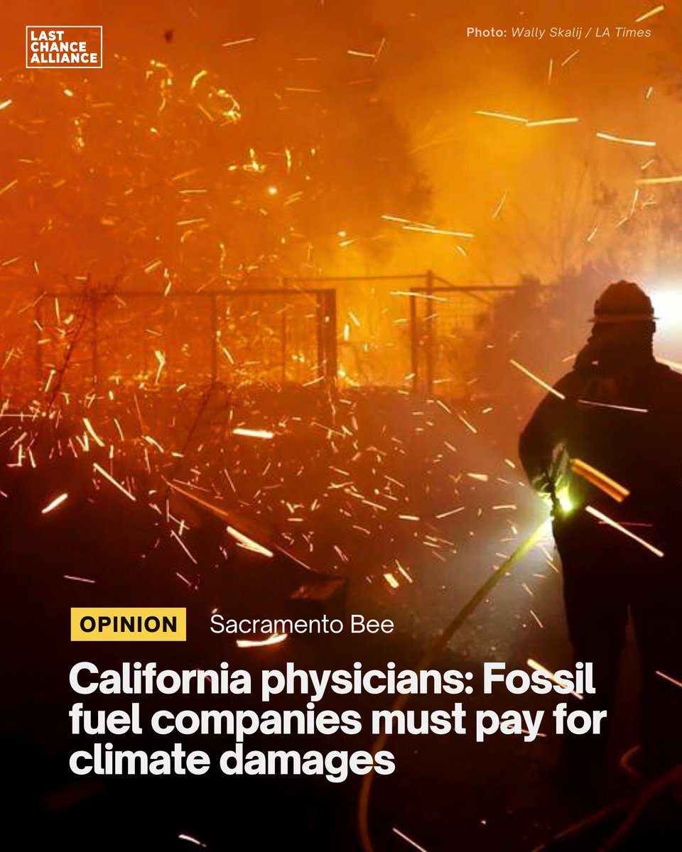 California doctors are calling it what it is:

Climate change is a public health emergency.

Fossil fuel companies must pay for the deaths, illnesses, and disasters they helped cause.

Support the Climate Superfund Act — SB 684 + AB 1243.

sacbee.com/opinion/op-ed/…