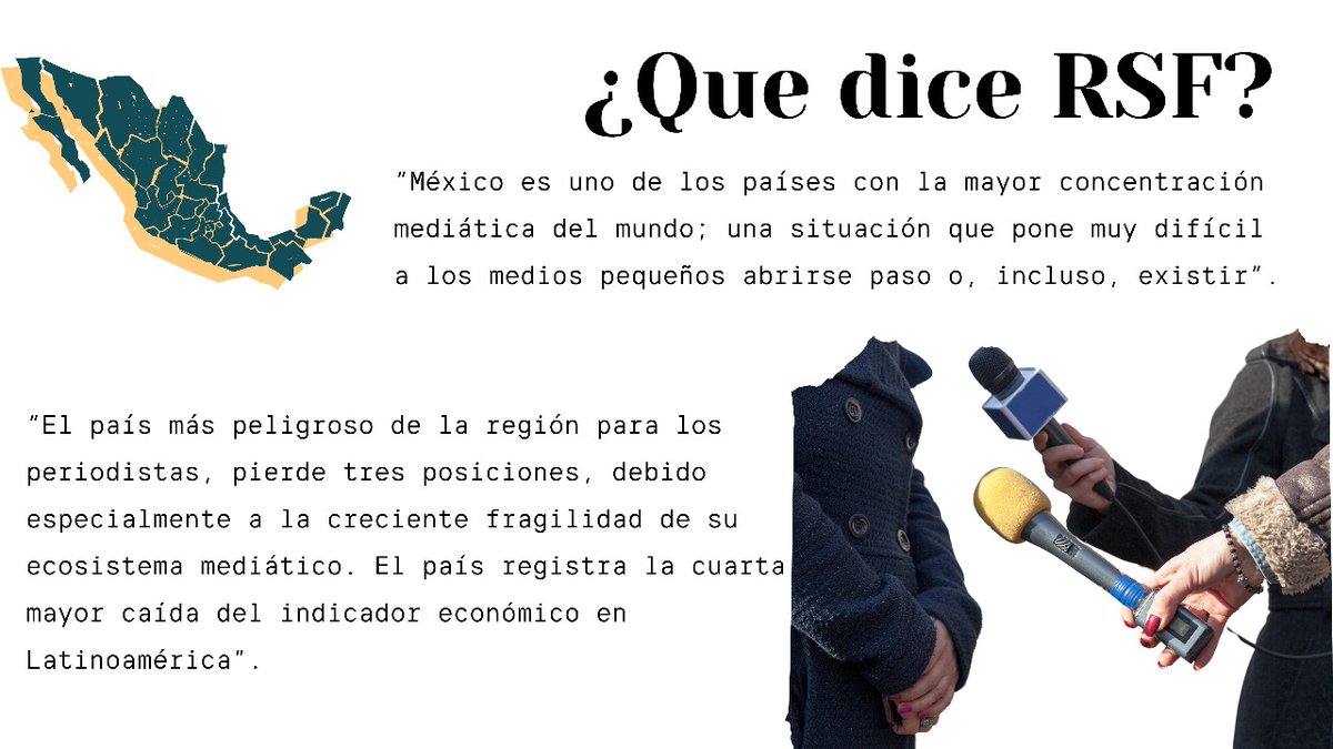 ObservaLibertad's tweet photo. 📰 Según el último informe de Reporteros Sin Fronteras @RSF_esp  México ocupa el lugar 124 de 180 países en materia de libertad de prensa.
📉 Un país con una prensa amenazada no puede garantizar una democracia sólida.
#LibertadDeExpresión #PeriodismoLibre #México https://t.co/pCfsoT9X26