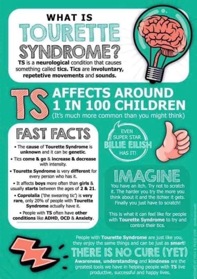 May 15 - June 15 is Tourette Syndrome Awareness Month.  Please join me in sharing information for awareness and acceptance. Tomorrow is #TealTuesday  #tourettesyndromeawareness #iftheyreallyknewts