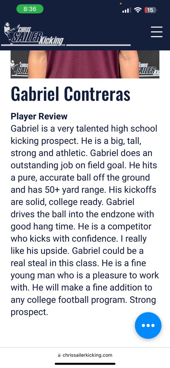 Extremely grateful to have been given this review by <a href="/Chris_Sailer/">Chris Sailer Kicking</a> after my first ranking camp!! I also received 4.5 stars and was ranked #85 in the nation!! Big thanks to Chris sailer and everyone else at the Vegas camp with me!
