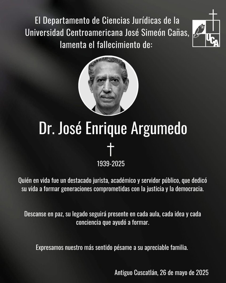 LaFaSv's tweet photo. Descanse en paz, Dr.Argumedo.
#OrgulloUCA https://t.co/PXYUflJ5Zo