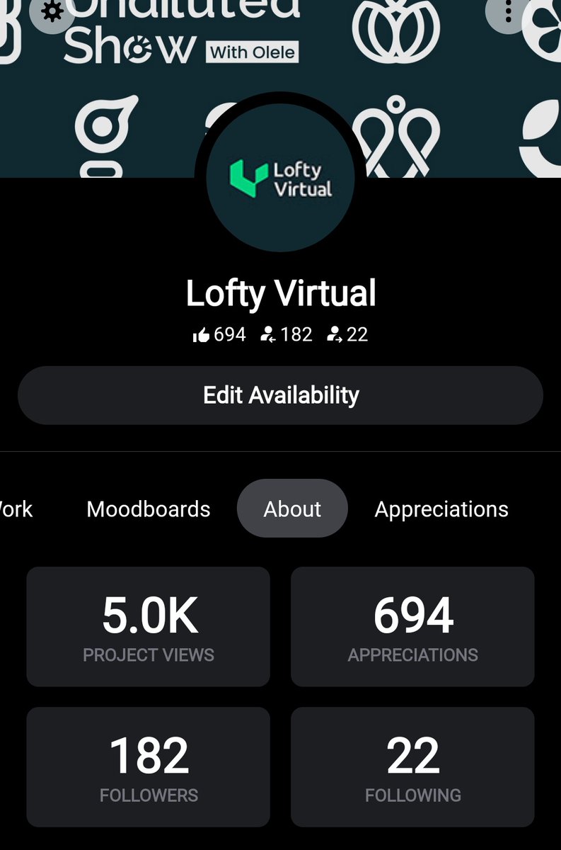 Lofty_Virtual's tweet photo. On the new acc created a few years back. We just attained 5k project view. Maka prepare more case of study is next month. https://t.co/wgbLexHnW8
#Logo #behance #branding #logomore https://t.co/9J0mRkKXz4