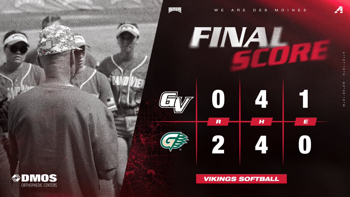 🥎 | FINAL | The Vikings fall to the No. 2 seed Georgia Gwinnett. 

Grand View finished the 44th Annual NAIA Softball World Series as one of FIVE teams remaining. A wonderful tournament and a season to remember.

GGC 2 - GVU 0

#WEAREDSM | #TheRightWayToPlay |