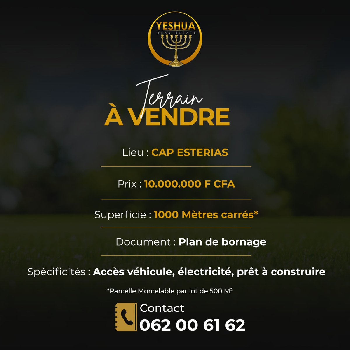 TERRAIN À VENDRE 
CAP ESTERIAS
Nous contacter au plus vite...
#immobilier Haut Standing 
#immobilier de Luxe
#immobilier sur mesure
#immobilier "Haute Couture"
Nous democratisons le Luxe
#Gabon 
#promotionimmobiliere 
#fepig 
#yeshuarealestate