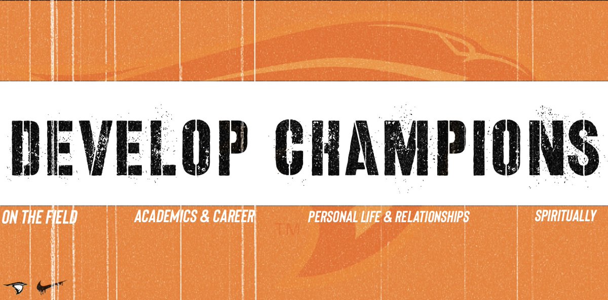 DEVELOPING CHAMPIONS is our mission.

On the field. 

In the classroom &amp; for your career.

In your personal life &amp; relationships.

Spiritually. 

Becoming your best in every area of life is what we are all about.