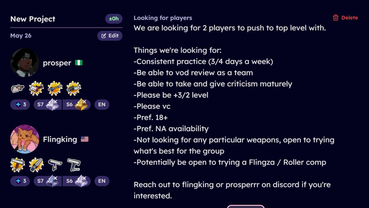 Prosper and I are making a project in which we're aiming to reach top level. Details below.