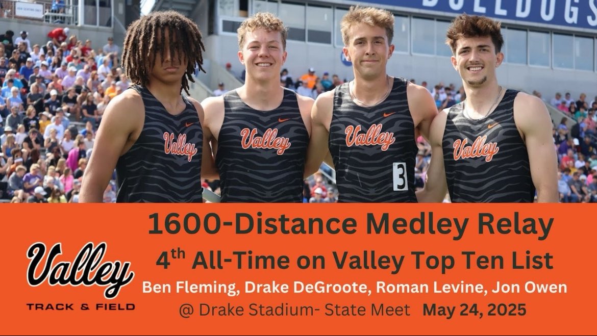 ValleyXCTF's tweet image. The Distance Medley State Relay Team moved into 4th All-Time on the VHS Top Ten List this past weekend!