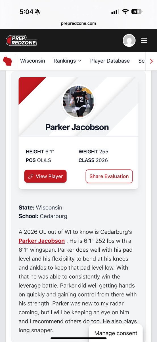 park_jacobson's tweet image. Let’s get to work! Thanks @PrepRedzoneWI @MJ_NFLDraft for the opportunity to pursue my goal of playing at the next level!