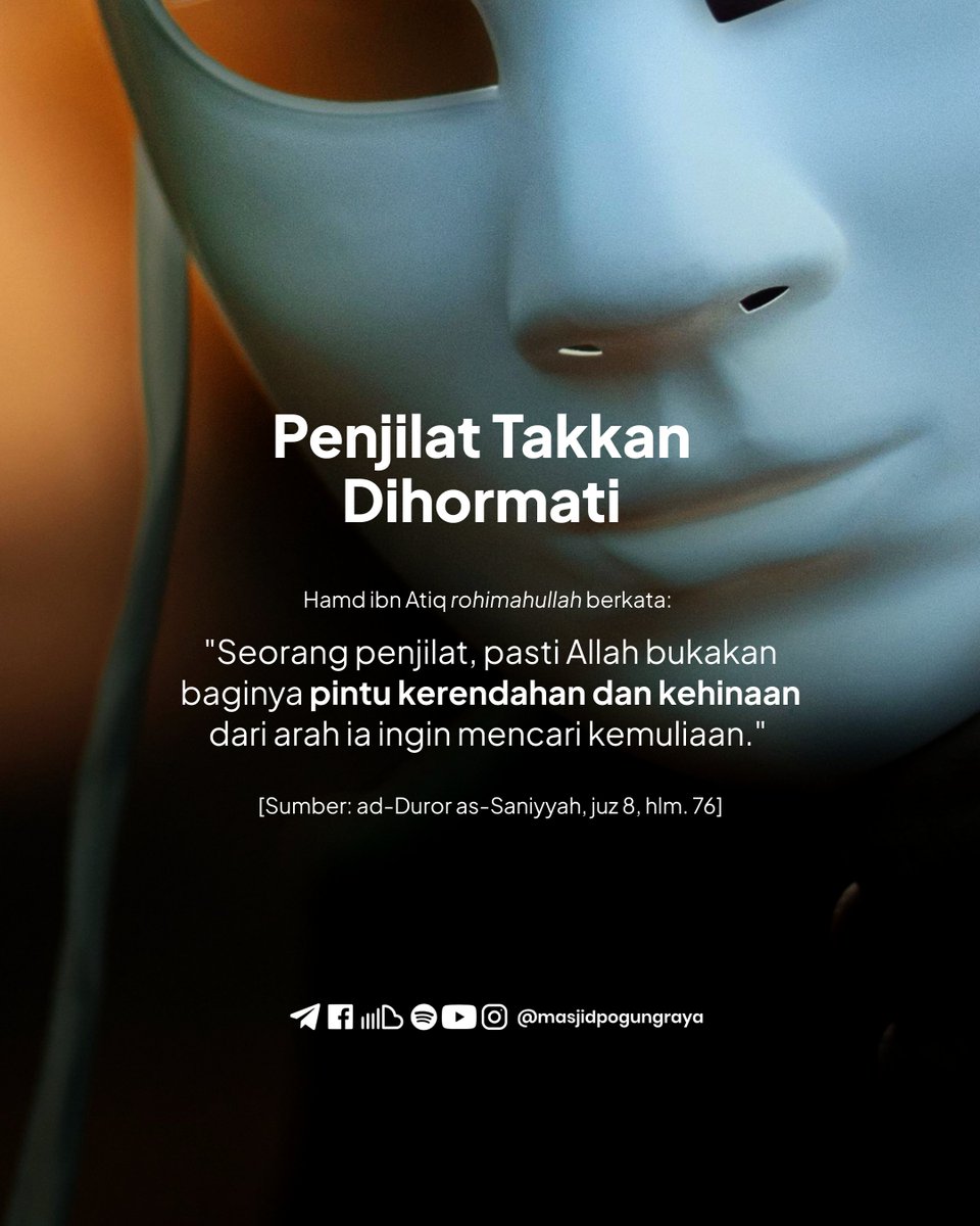 masjidmpr's tweet photo. Orang yang menjilat akan Allah bukakan pintu kerendahan dan kehinaan darimana ia ingin kemuliaan. https://t.co/p76qNQPKOk