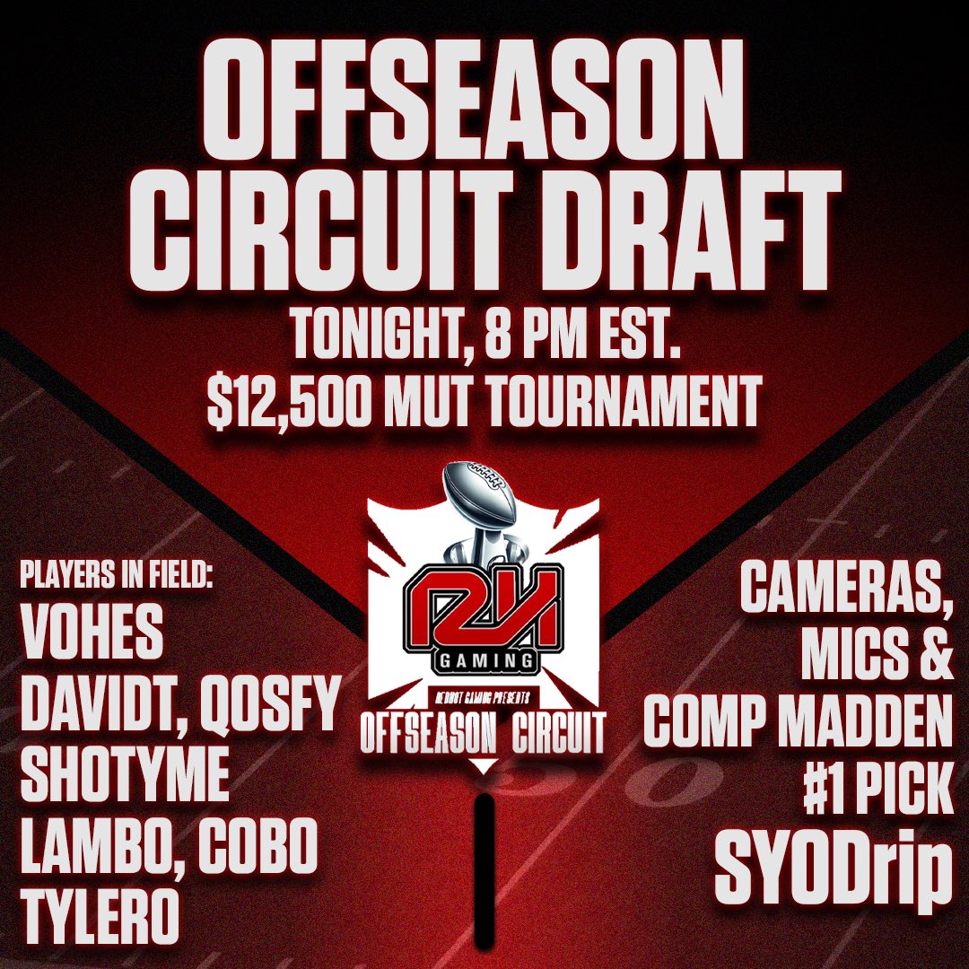 RedHotGaming_'s tweet image. Tonight..We will draft to see who plays who in the Offseason Circuit $12.5k MUT Tournament!! 

Who will @xYoDrip choose to play?👀 Live on the RedHotNetwork Twitch at 8pm EST with @GoatGeezy !!