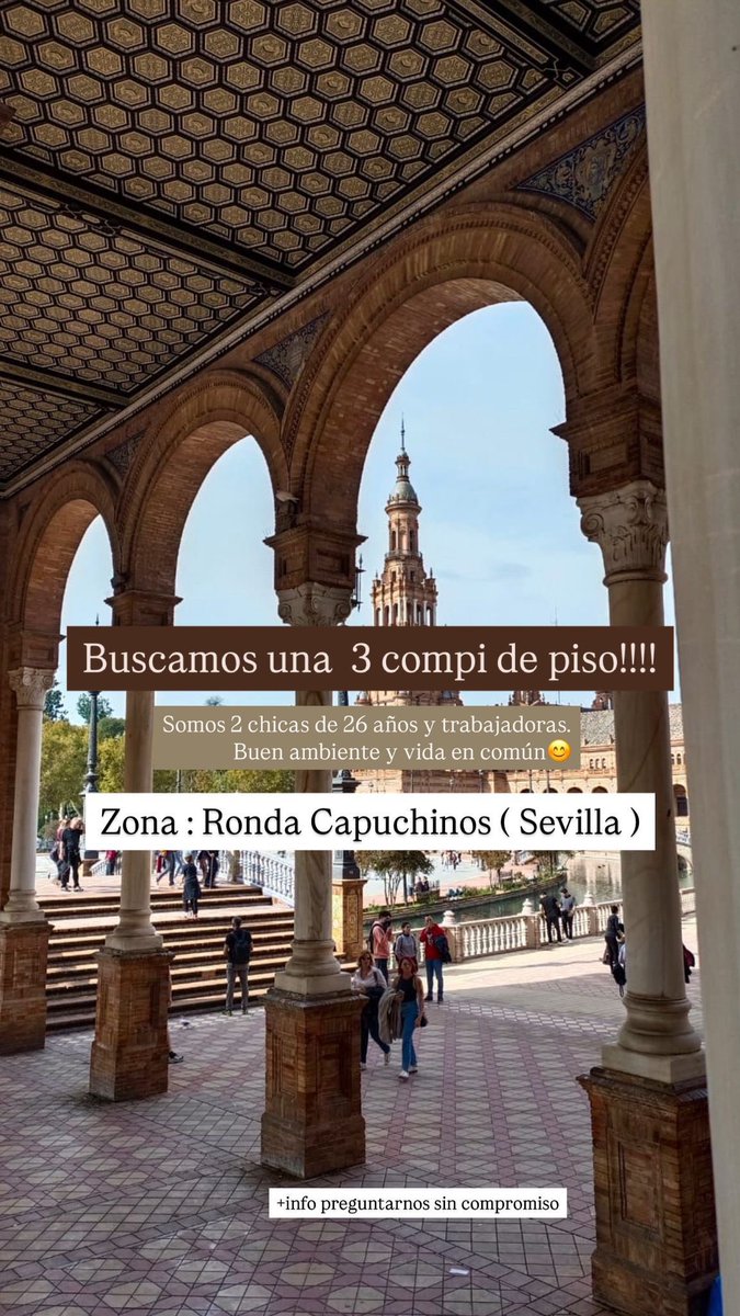 Hola! Somos Laura (<a href="/lauraacruz99/">L a u r a</a>) y Elena (@elena_6899)! 

El piso está ubicado en carretera Carmona, muy bien conectado, cerca de supermercados, centro de salud y del centro. Entrada sería para junio, duración 1 año. No dudes en escribirnos!! 🫶🏼😊
#habitacionsevilla #pisosevilla