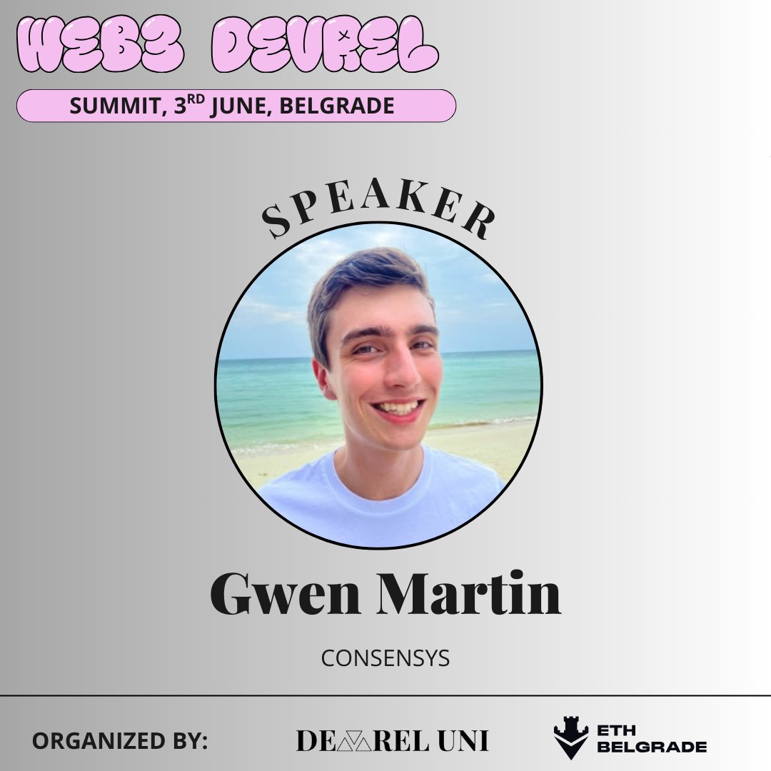 🎤 Speaker Spotlight

Say hi to <a href="/Gwenole_M/">Gwen</a> from <a href="/Consensys/">Consensys.eth</a>!
At the Web3 DevRel Summit, he’s joining the conversation on “Building Real Dev Momentum Through Events: Myth or Truth?” — bringing insights into how events can (or can’t) contribute to long-term DevRel success ⬇️