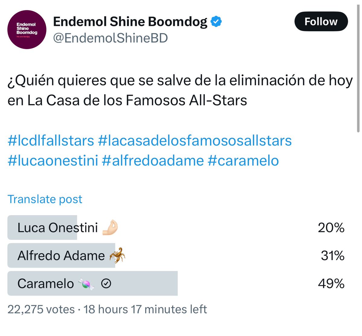 Está es la encuesta oficial de Endemol